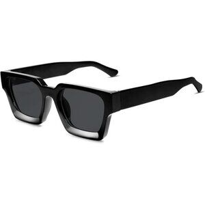 Square Sunglasses Men Women Retro Chunky Thick Rectangle UV400 Fashion Shades
